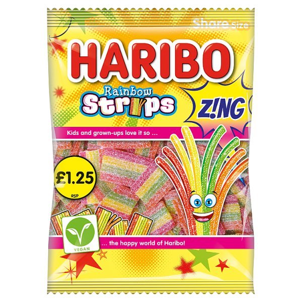 HARIBO Rainbow Strips Zing 130g (12 x 130g) - Honesty Sales