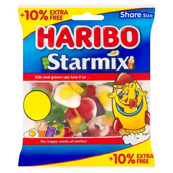HARIBO Starmix Fruit & Cola Flavour Jelly & Foam Sweets Sharing Bag 154g (Case of 12) - Honesty Sales