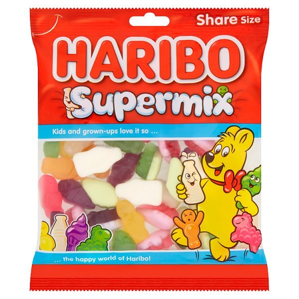 HARIBO Supermix Fruit & Milk Flavoured Jelly & Foam Sweets Sharing Bag 160g (12 x 160g) - Honesty Sales