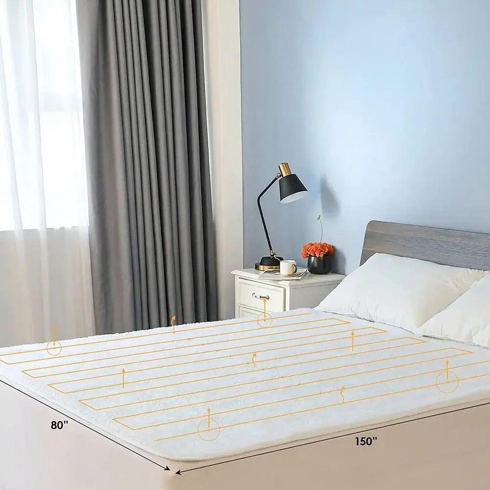 Heated Underblanket 150x80cm Electric Blanket with 10 Temperature Levels Washable 3H Timer - Honesty Sales