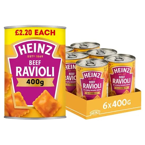Heinz Beef Ravioli in Tomato Sauce PMP 400g (Case of 6) - Honesty Sales