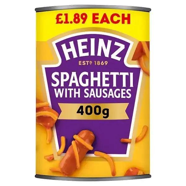 Heinz Spaghetti with Sausages in a Juicy Tomato Sauce 400g (Case of 6) - Honesty Sales