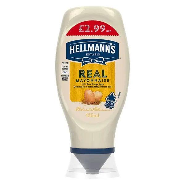 Hellmann's Squeezy Mayonnaise Real 430ml (Case of 8) - Honesty Sales
