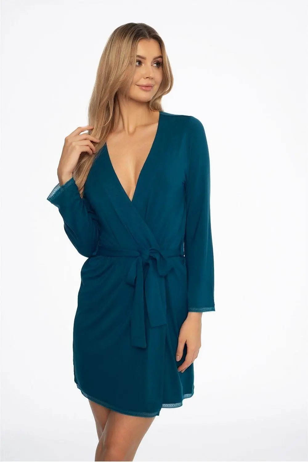 Henderson knitted fabric deep sea shadebathrobe - Honesty Sales