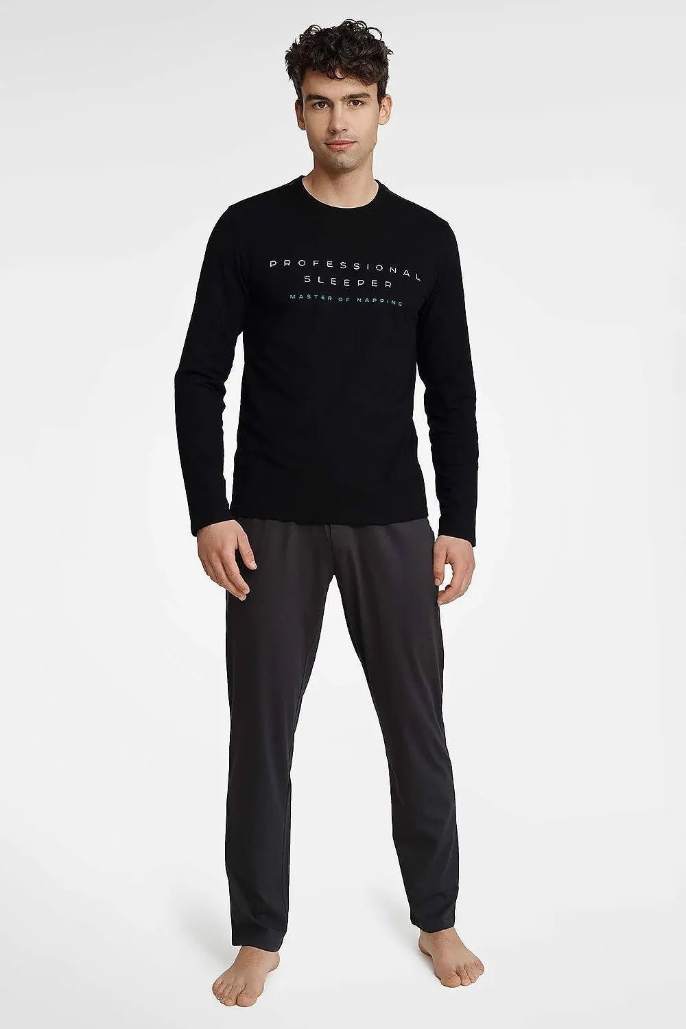 Henderson long sleeves and half-round neckline men's pajamas - Honesty Sales