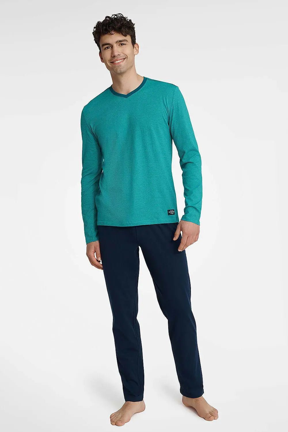 Henderson long sleeves - V neckline men's pajamas - Honesty Sales