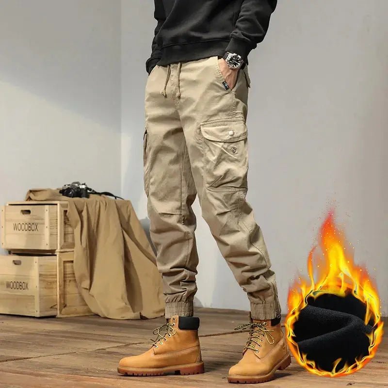 HIQOR 2025 New Cargo Pants Men Winter Man Y2k Harem Tactical Pants for Men Outdoor Fleece Multi - Pockets Cotton Casual Trousers - Honesty Sales