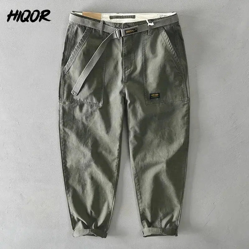 HIQOR Brand Men's 100% Cotton Casual Pants 2025 Loose Trousers For Men Baggy Work Pants Plus Size 38 Cargo Pants Y2k Pants Man - Honesty Sales