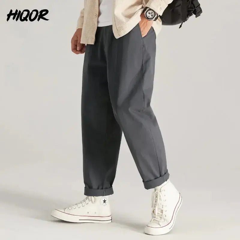 HIQOR Men’s Oversized Japanese Cargo Trousers – Black / Army Green - Honesty Sales