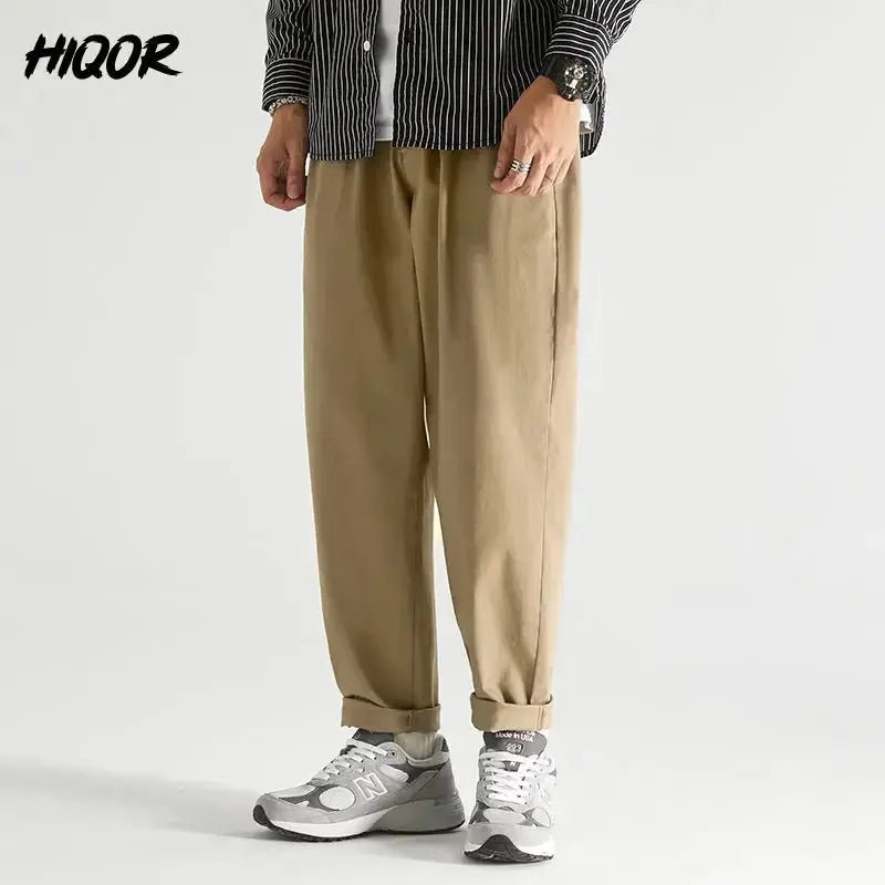 HIQOR Men’s Oversized Japanese Cargo Trousers – Black / Army Green - Honesty Sales