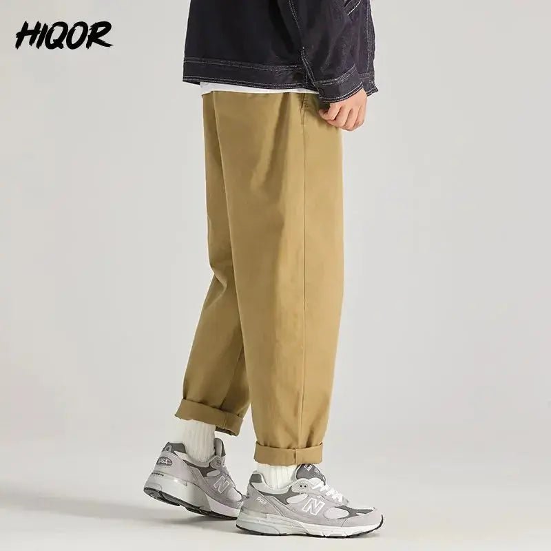 HIQOR Men’s Oversized Japanese Cargo Trousers – Black / Army Green - Honesty Sales