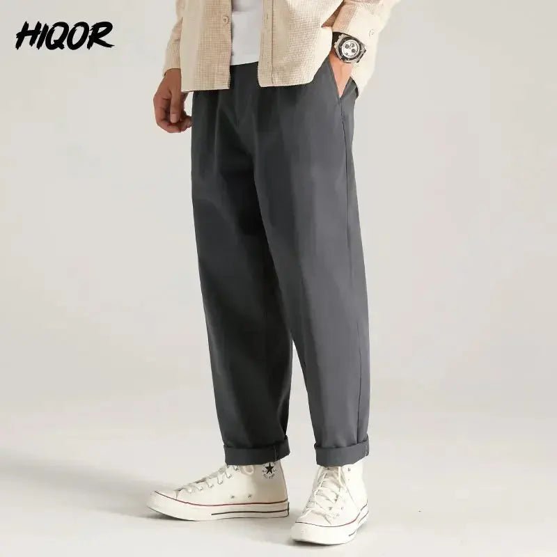 HIQOR Men’s Oversized Japanese Cargo Trousers – Black / Army Green - Honesty Sales