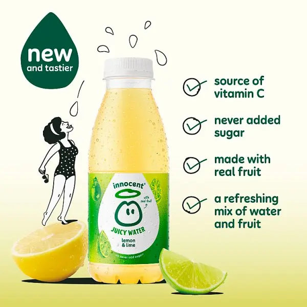 innocent Juicy Water Lemon & Lime 420ml (Case of 12)  Honesty Sales U.K
