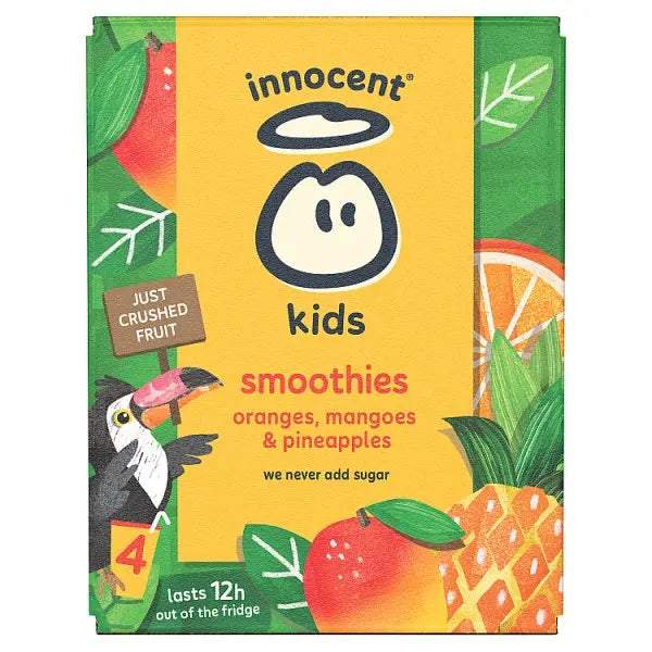 innocent Kids Oranges, Mangoes & Pineapples Smoothies 4x150ml  Honesty Sales U.K