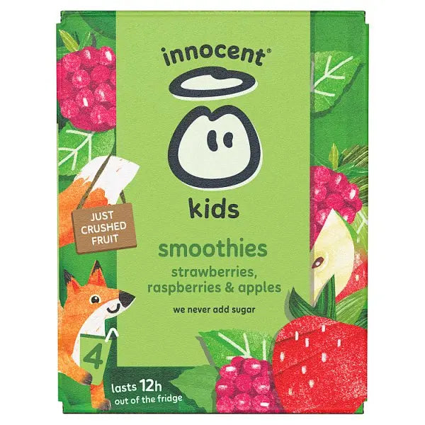 innocent Kids Smoothies Strawberries, Raspberries & Apples 150ml x 4  Honesty Sales U.K Main image