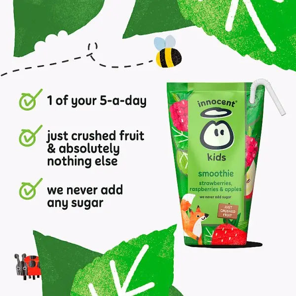 innocent Kids Smoothies Strawberries, Raspberries & Apples 150ml x 4  Honesty Sales U.K