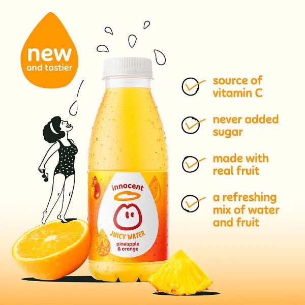 innocent Juicy Water Pineapple & Orange 420ml (Case of 12) - Honesty Sales