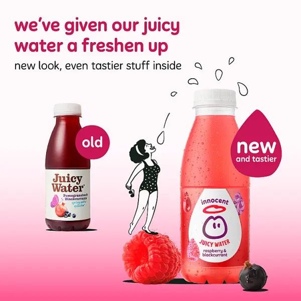 innocent Juicy Water Raspberry & Blackcurrant 420ml (Case of 12) - Honesty Sales