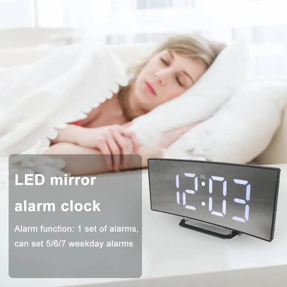 Intelligent Electric Alarm Clock USB Charging Rectangle Table Clock Multi - function 12/24 Hours Living Room Bedroom Dorm Clock - Honesty Sales