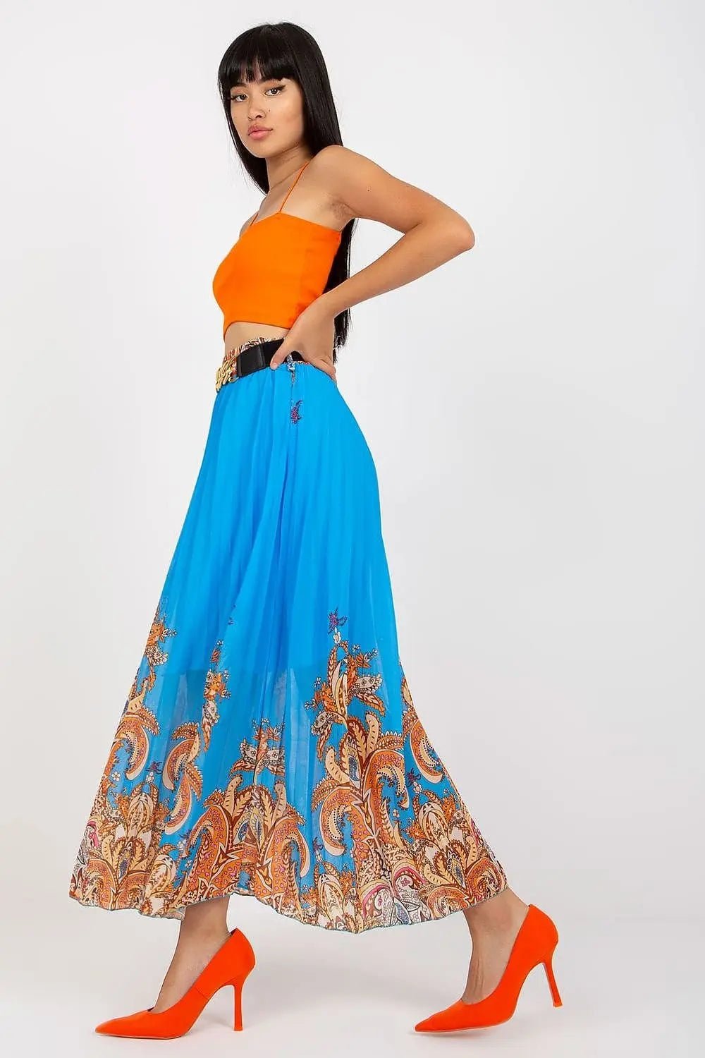 Italy Moda comfortable elastic waistband long skirt - Honesty Sales