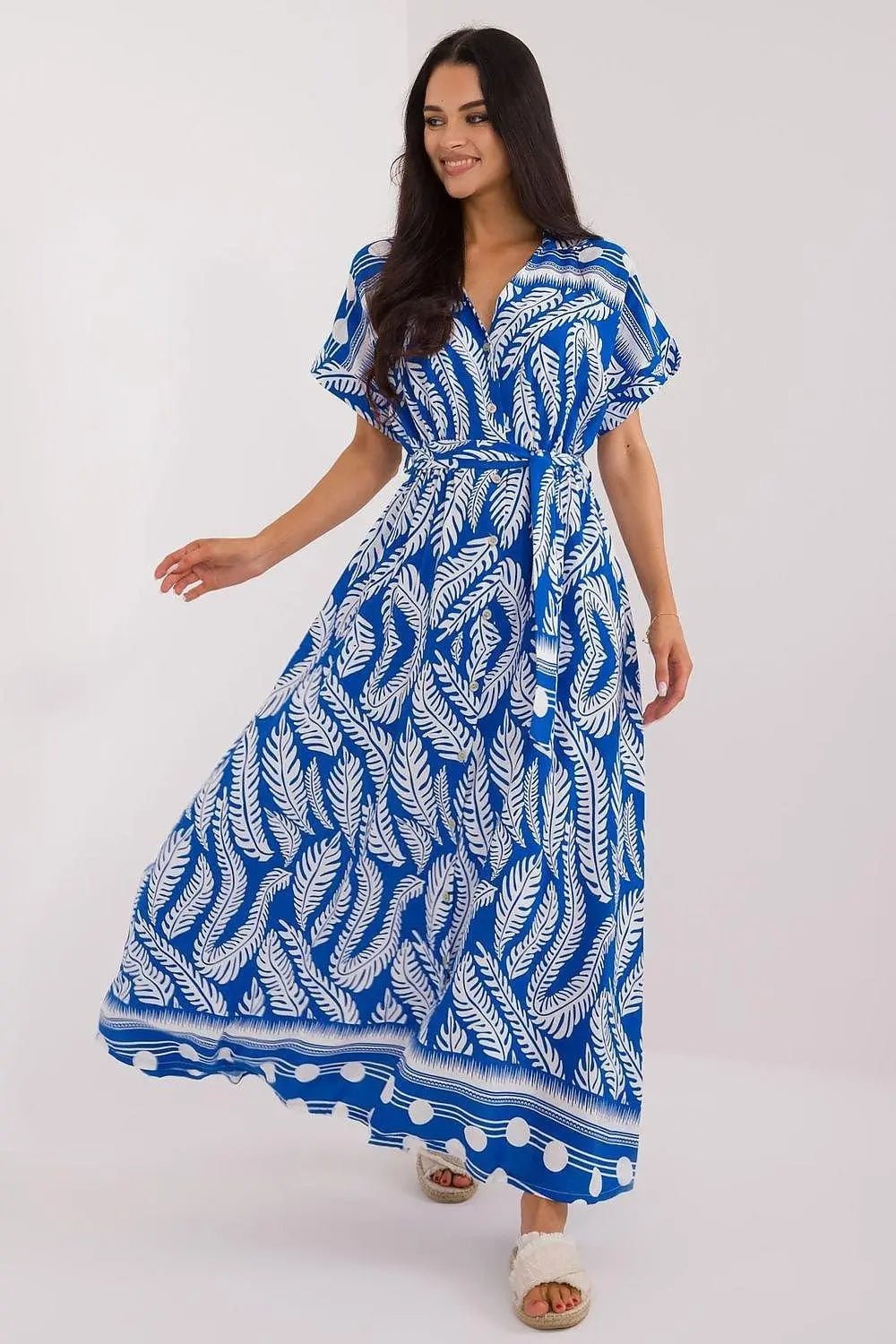 Italy Moda shirt-like cut summer dress - Honesty Sales