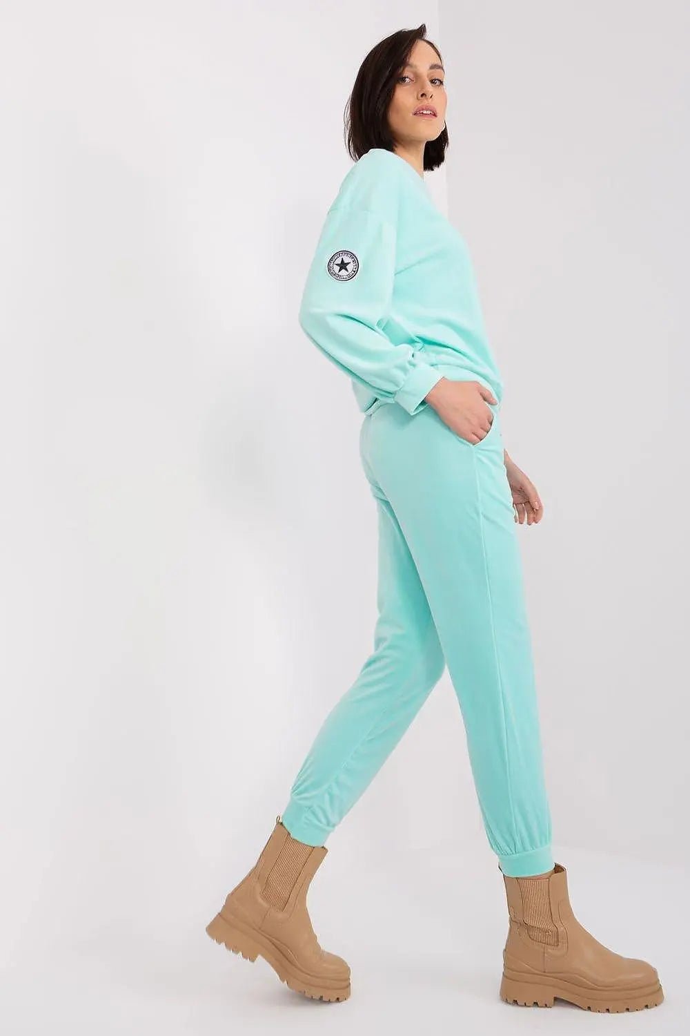 Italy Moda velour knit elegant and feminine sweatshirt - Honesty Sales