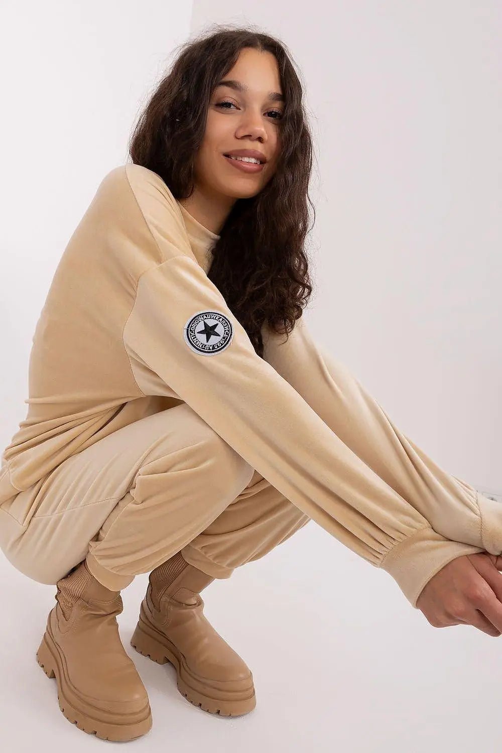 Italy Moda velour knit elegant and feminine sweatshirt - Honesty Sales