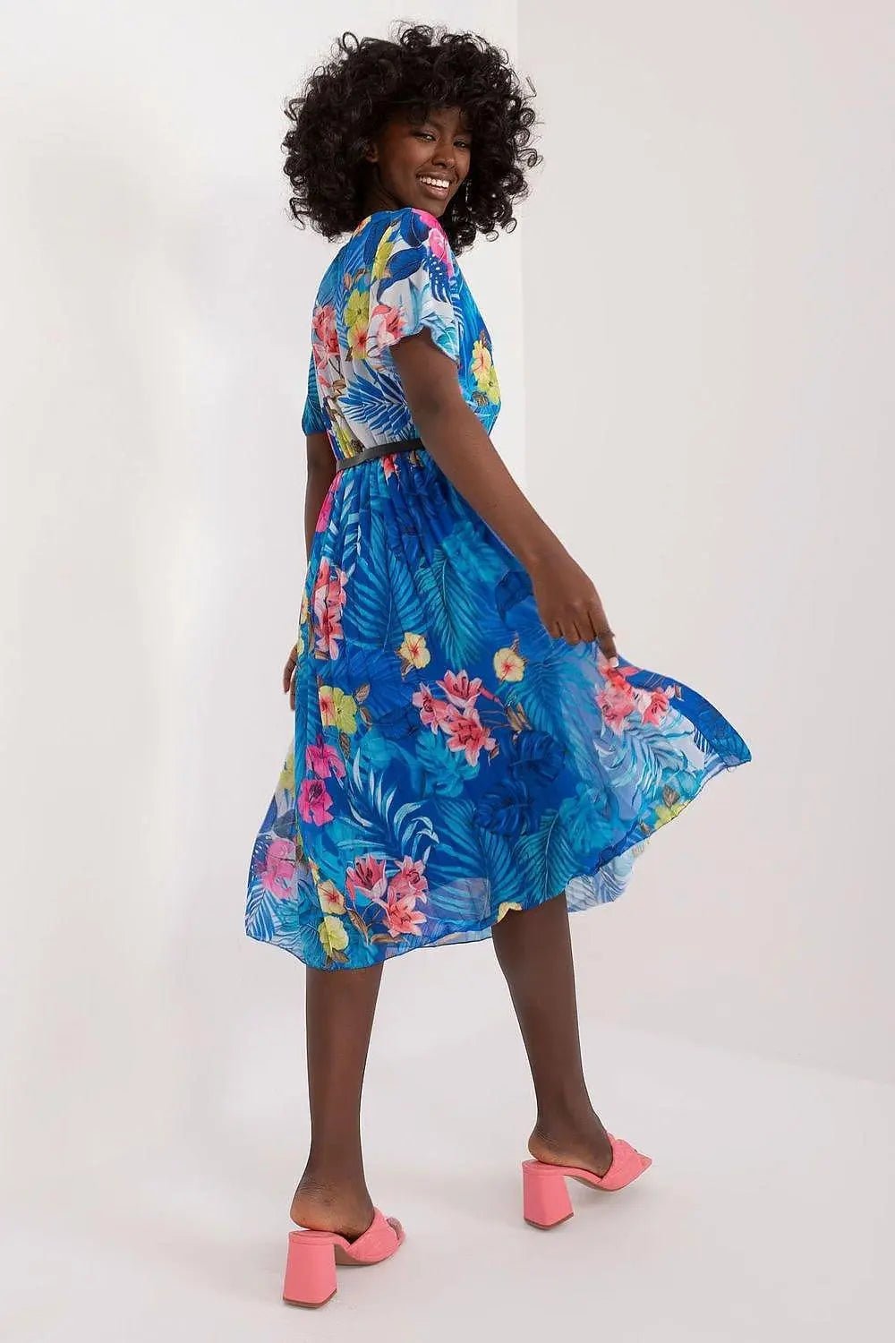 Italy Moda womens elegant polyester decorated lower part pleats daydress - Honesty Sales