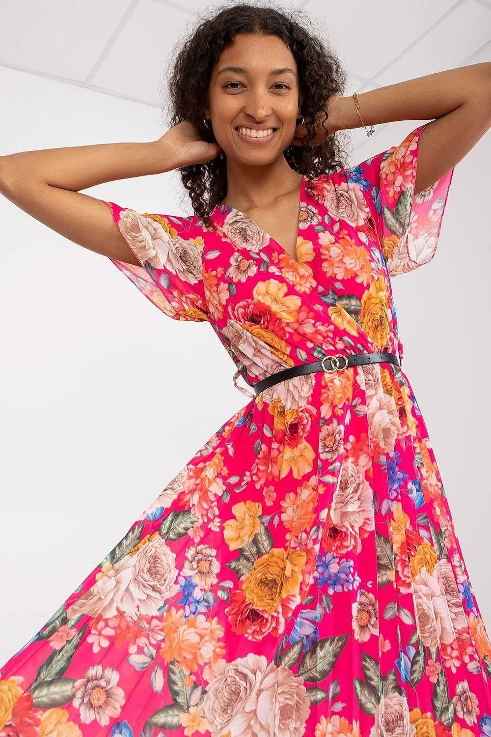 Italy Moda womens elegant polyester decorated lower part pleats daydress - Honesty Sales