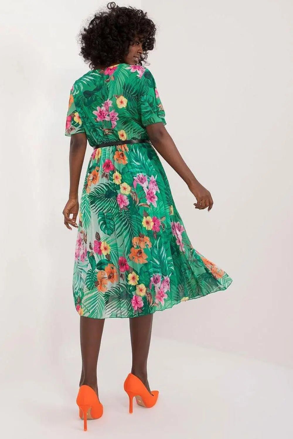 Italy Moda womens elegant polyester decorated lower part pleats daydress - Honesty Sales