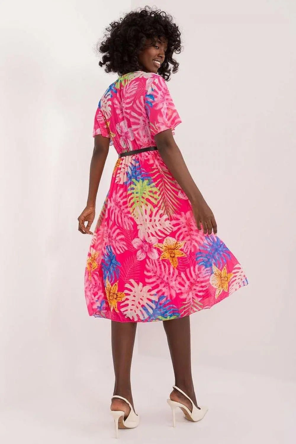 Italy Moda womens elegant polyester decorated lower part pleats daydress - Honesty Sales