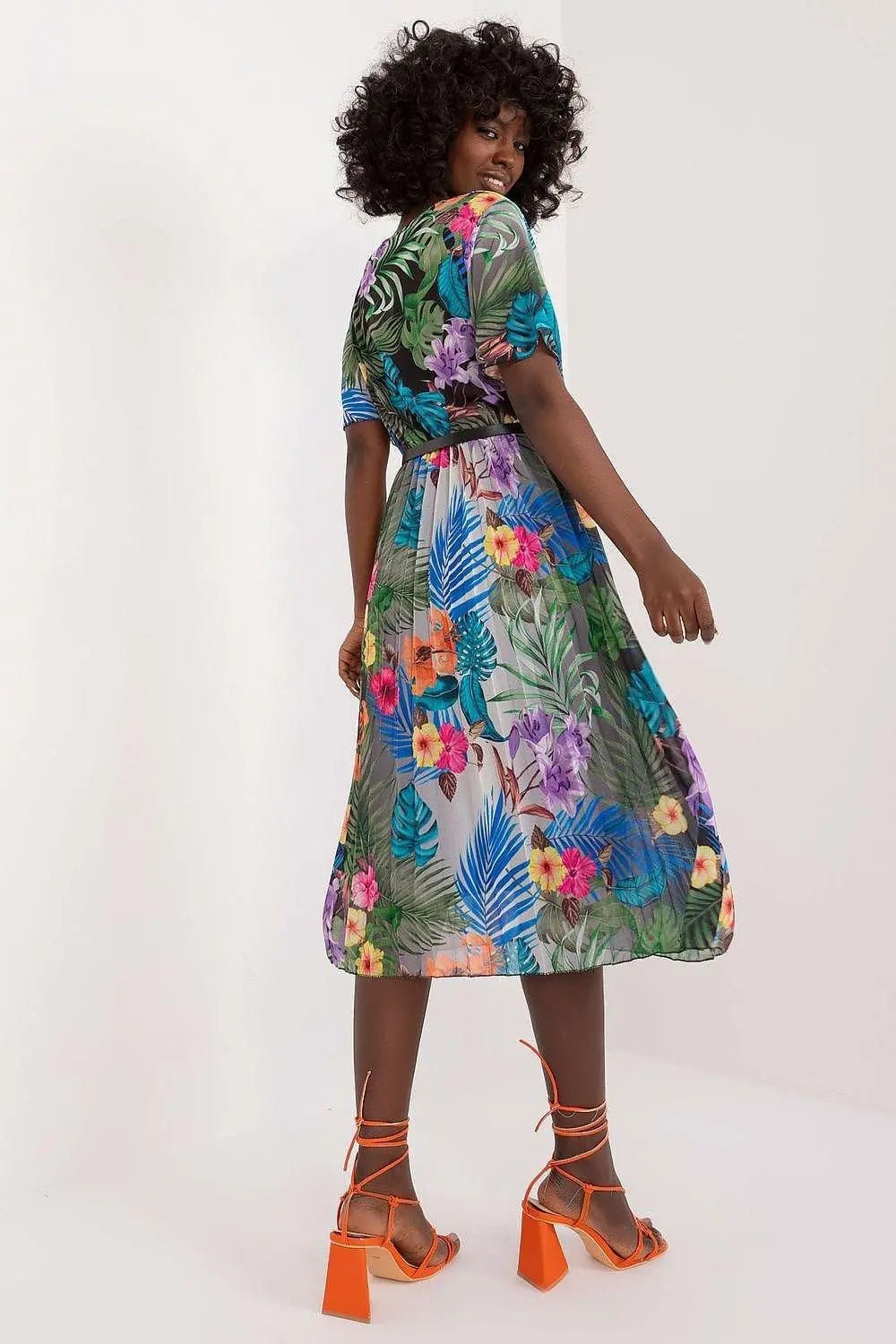 Italy Moda womens elegant polyester decorated lower part pleats daydress - Honesty Sales