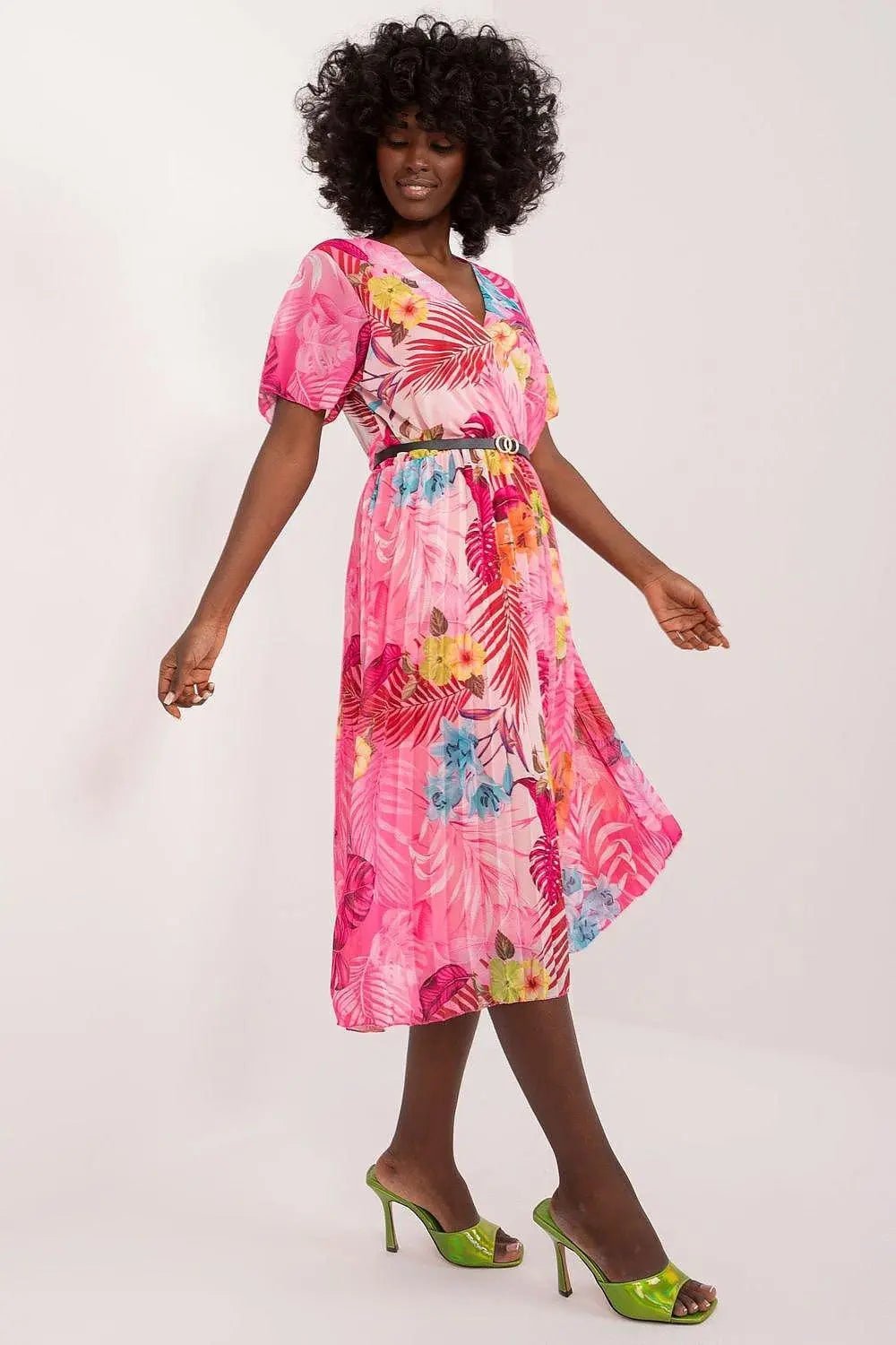 Italy Moda womens elegant polyester decorated lower part pleats daydress - Honesty Sales