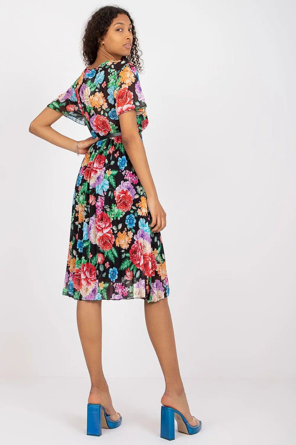 Italy Moda womens elegant polyester decorated lower part pleats daydress - Honesty Sales