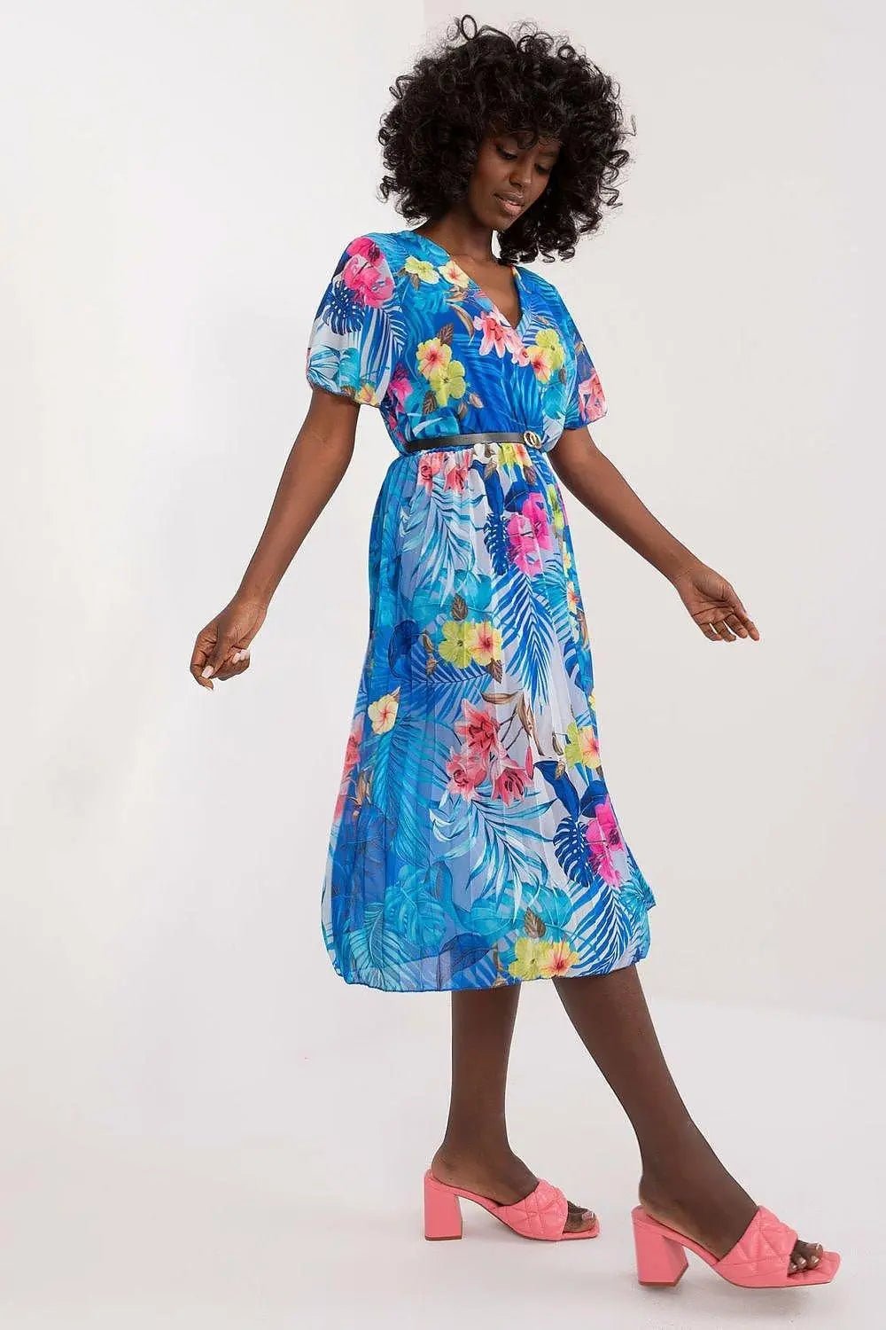 Italy Moda womens elegant polyester decorated lower part pleats daydress - Honesty Sales