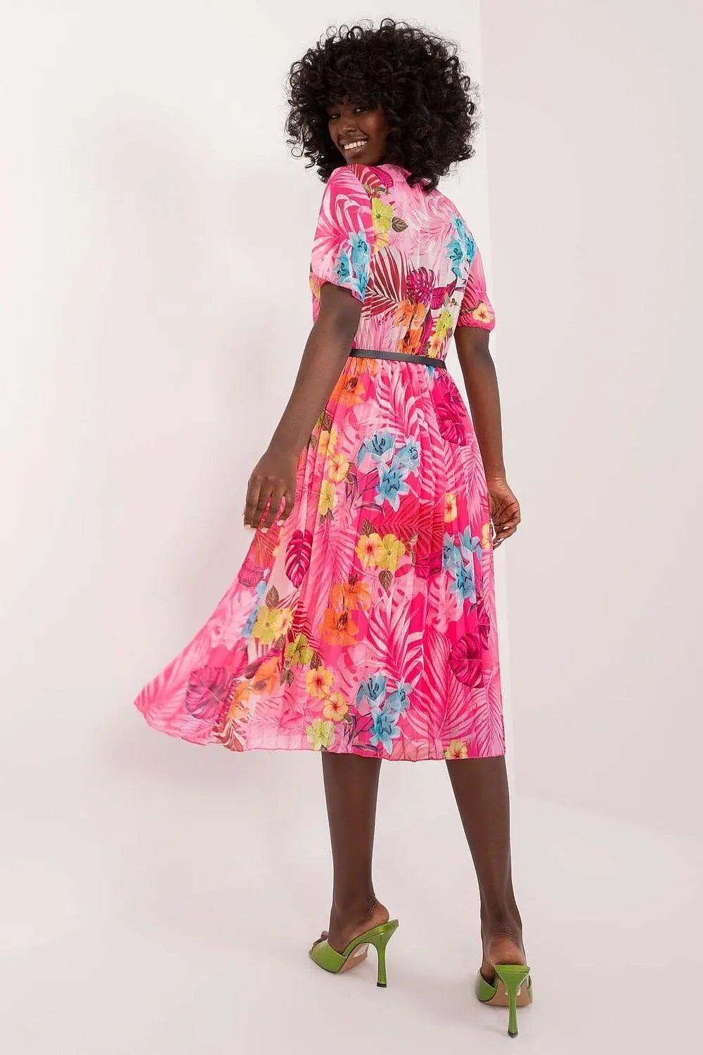Italy Moda womens elegant polyester decorated lower part pleats daydress - Honesty Sales