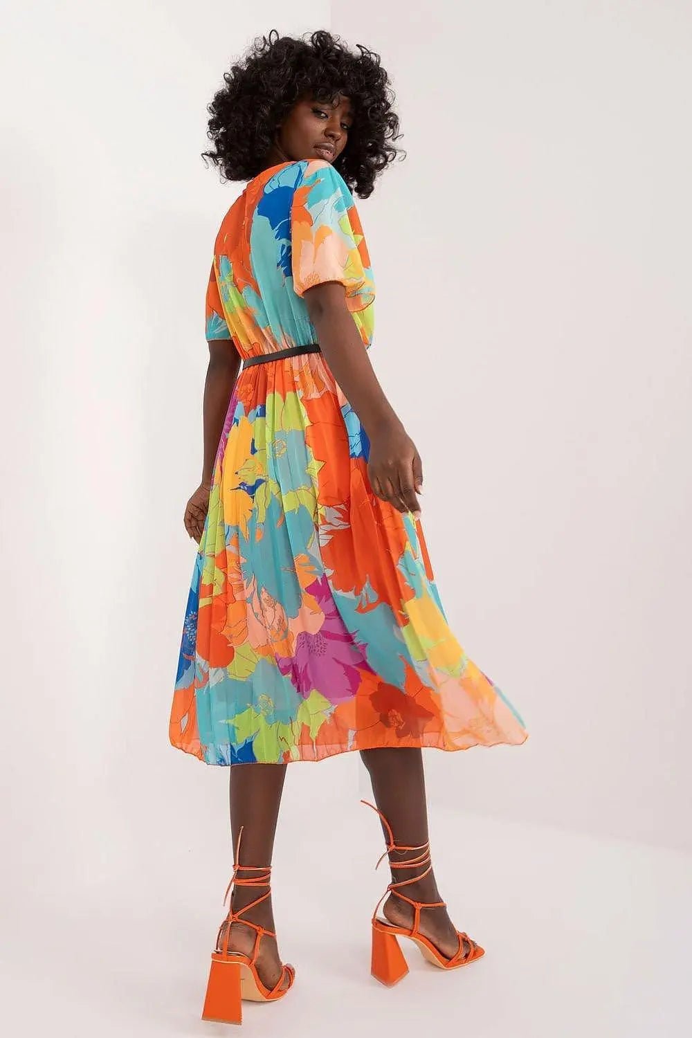 Italy Moda womens elegant polyester decorated lower part pleats daydress - Honesty Sales