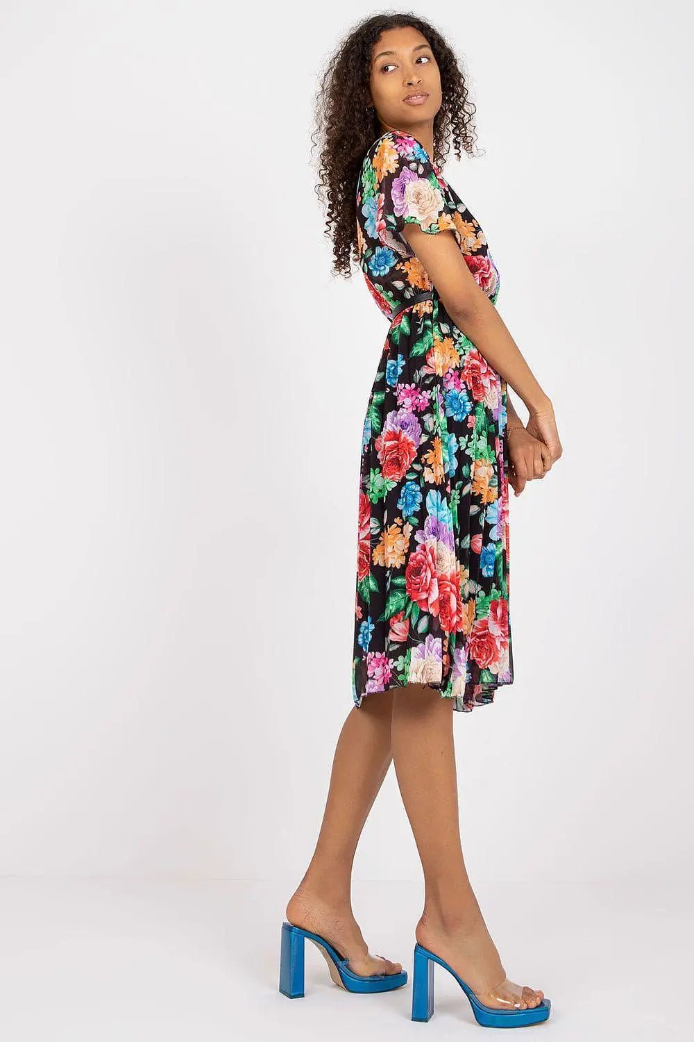 Italy Moda womens elegant polyester decorated lower part pleats daydress - Honesty Sales