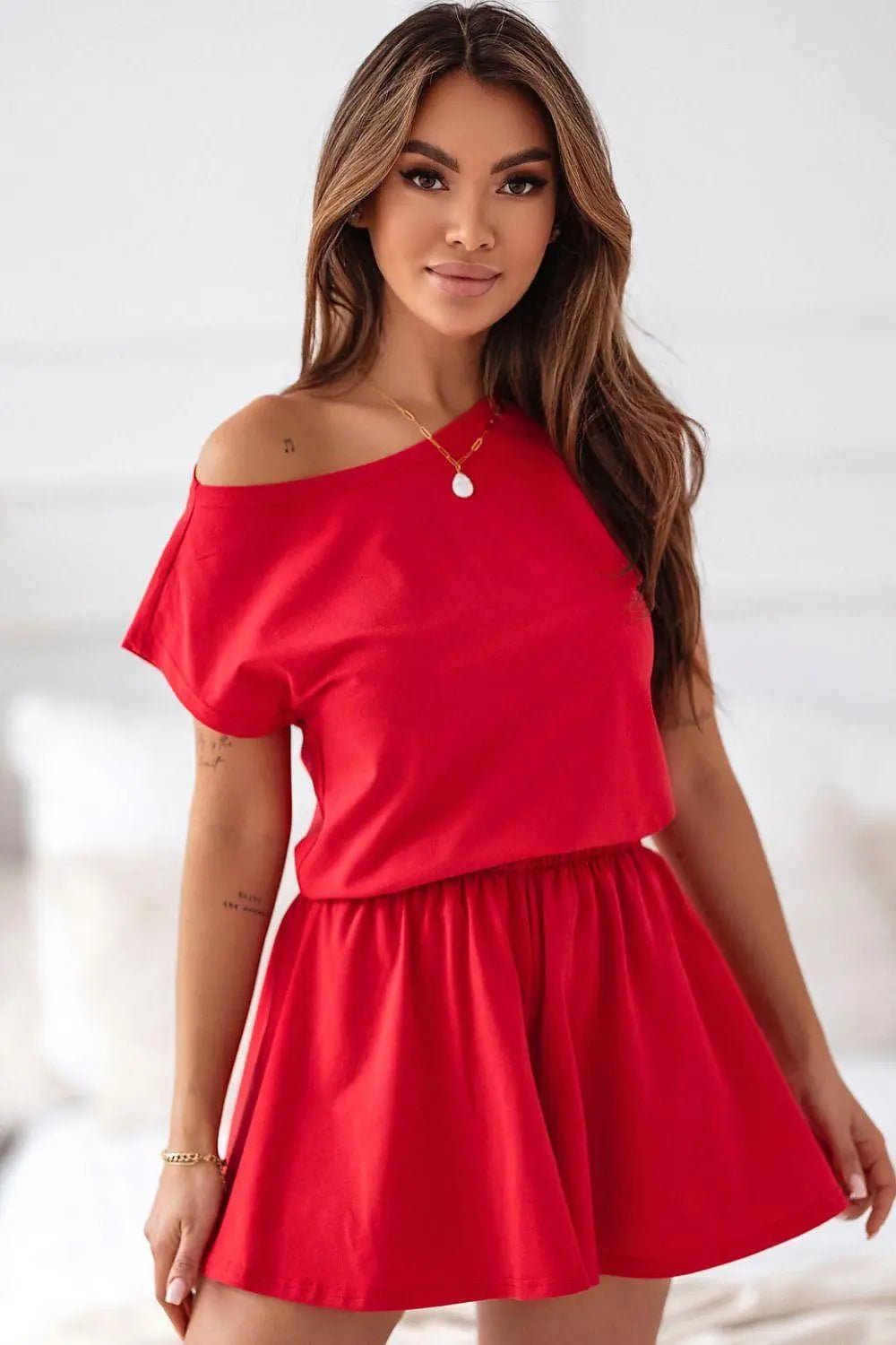 IVON t-shirt and flared shorts womens pajamas - Honesty Sales