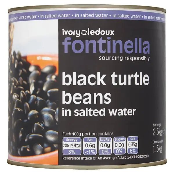 Ivorys Ledoux Fontinella Black Turtle Beans in Salted Water 2.5kg - Honesty Sales
