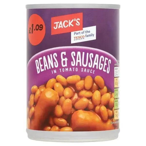 Jack's Beans & Sausages in Tomato Sauce 395g (Case of 6) - Honesty Sales Main image
