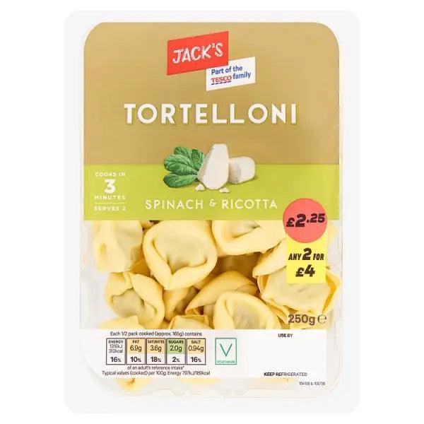 Jack's Tortelloni Spinach & Ricotta 250g - Honesty Sales