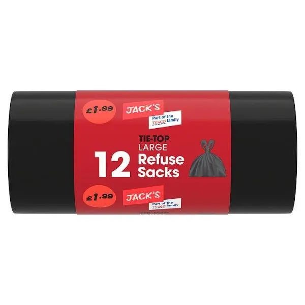 Jacks 12 Tie-Top Refuse Sacks Large - Honesty Sales