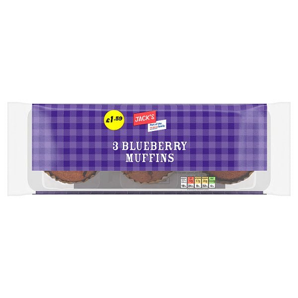 Jack's 3 Blueberry Muffins 275g (6 x 3pk) - Honesty Sales