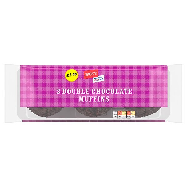 Jack's 3 Double Chocolate Muffins 275g (6 x 3pk) - Honesty Sales