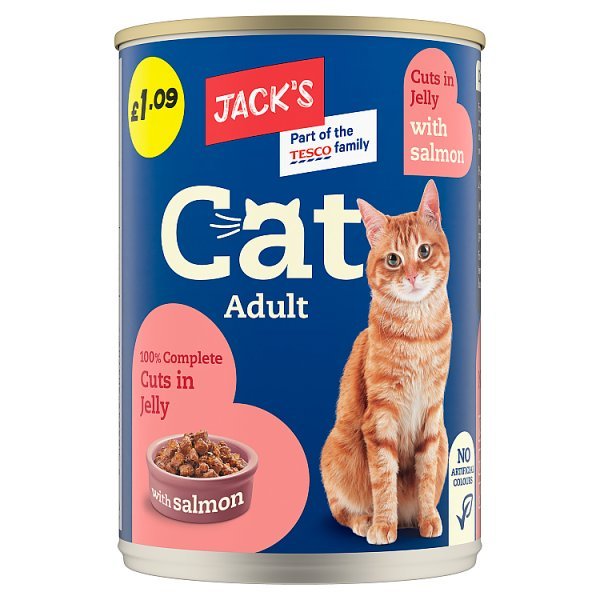 Jack's Adult Cat 100% Complete Cuts in Jelly with Salmon 415g (Case of 12) - Honesty Sales