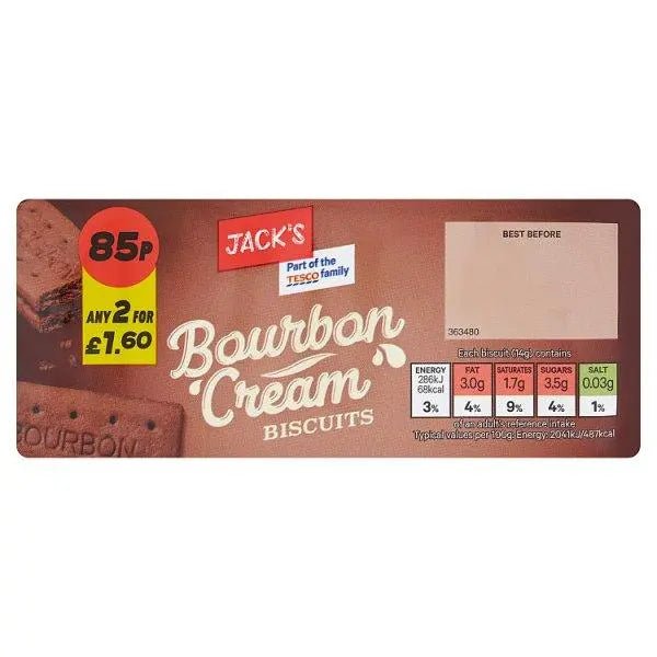 Jack's Bourbon Cream Biscuits 150g (Case of 12) - Honesty Sales
