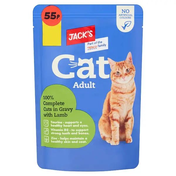 Jack's Cat Adult 100% Complete Cuts in Gravy with Lamb 100g (Case of 24) - Honesty Sales