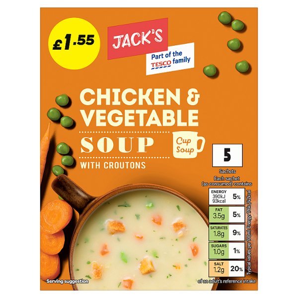 Jacks Chicken and Vegetable Cup Soup with Croutons 110g (Case of 7) - Honesty Sales