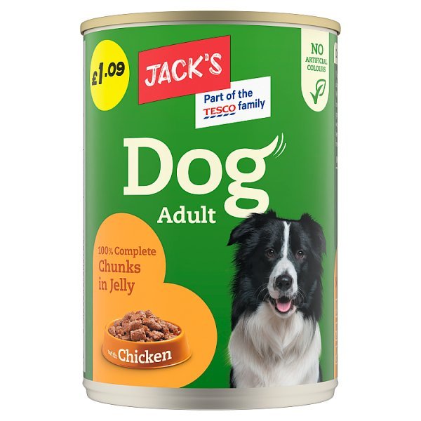 Jack's Dog Adult 100% Complete Chunks in Jelly with Chicken 415g (Case of 12) - Honesty Sales